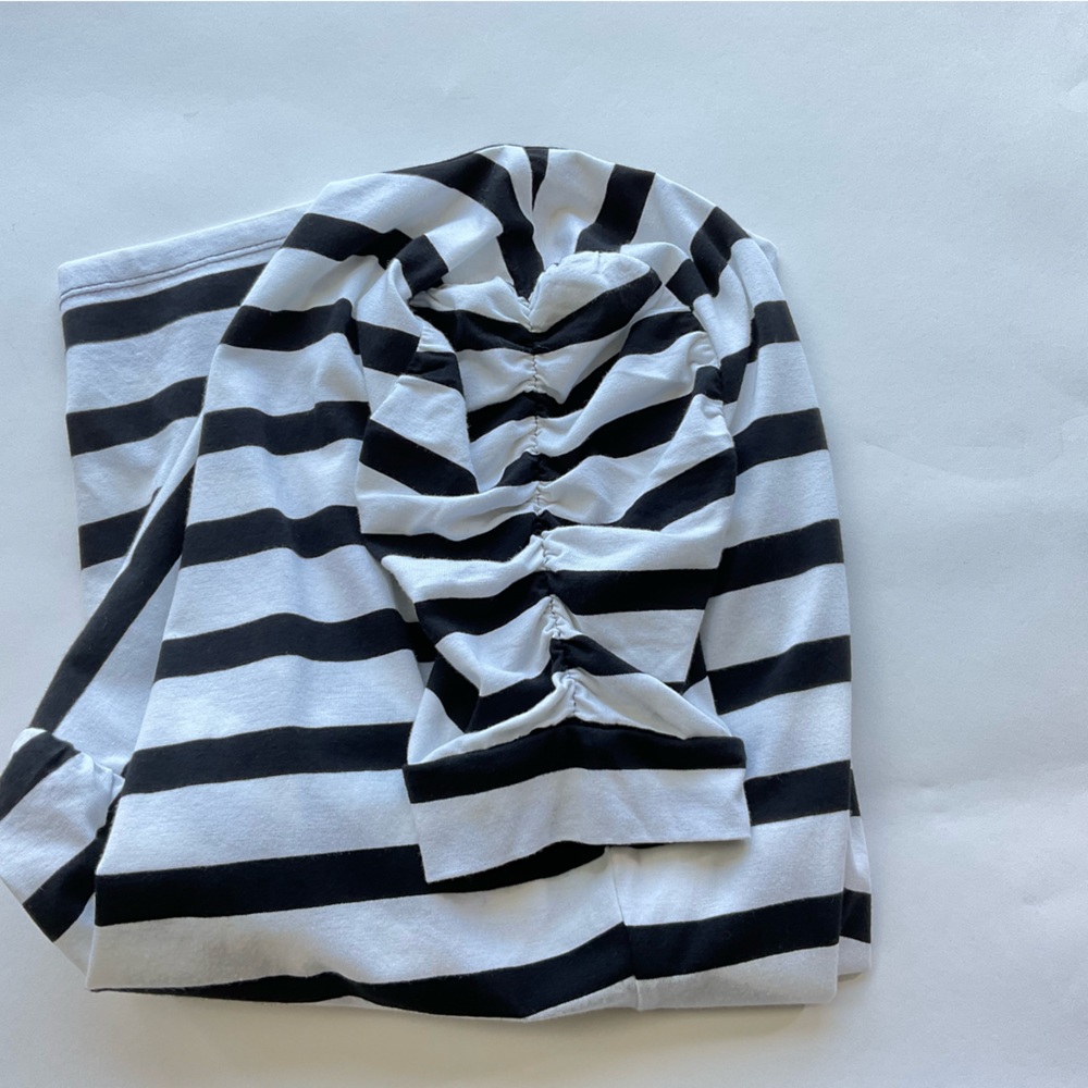 Nautical Stripe Top, Size M, Ruched Sleeves, Bodycon, Inc International Concepts - Picture 4 of 5
